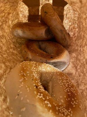 Sesame bagel & chocolate chip bagels