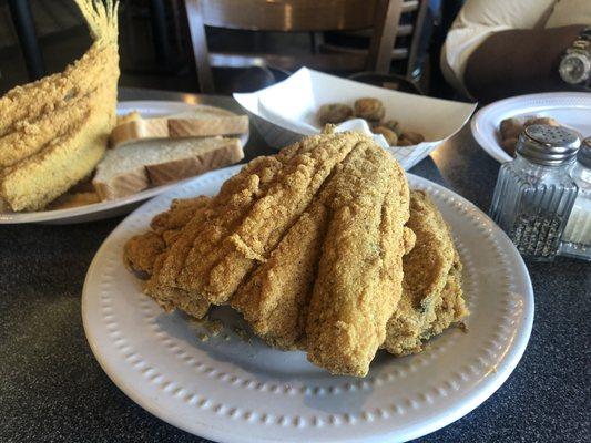 Four (4) Whole Pan Trouts with Fries and Okra???