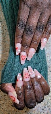 Gel X with Valentines design