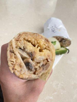 Sautéed mushroom and onion burrito! It's very good!