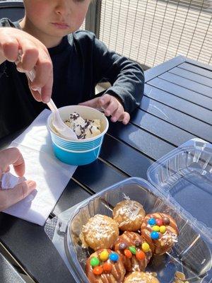 Mini donuts and ice cream