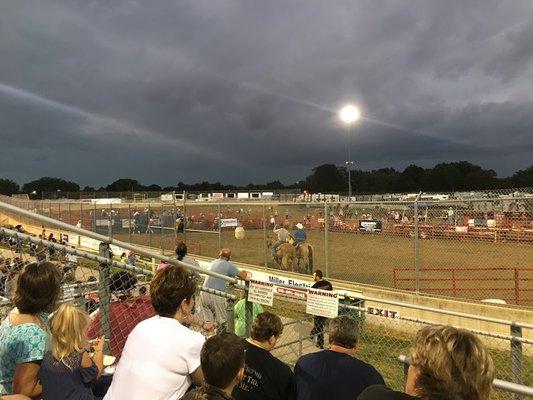 Here come the horses, bronc riders and Bulls!