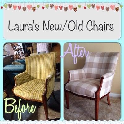 My beautiful chairs that were bought in Ash & T's and recovered by Williams Custom Upholstery.