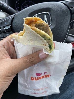 Wake-up Wrap - Veggie Egg White, turkey sausage and Cheese with hash browns stuffed