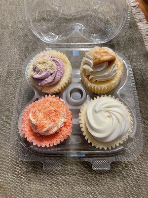 Cheesecake assortment:lemon blueberry, strawberry crumble, banana pudding, vanilla bean