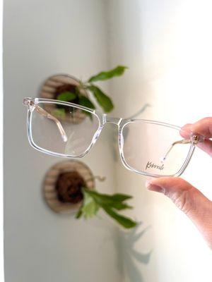 Rectangular Clear Glasses with Gold Details