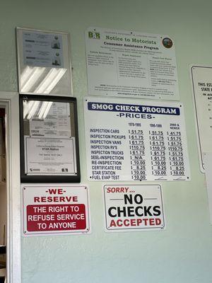 Smog check program prices