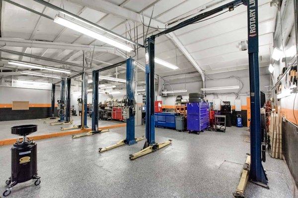 This is how we start each day - a nice clean shop with all of our tools and lifts ready to go!