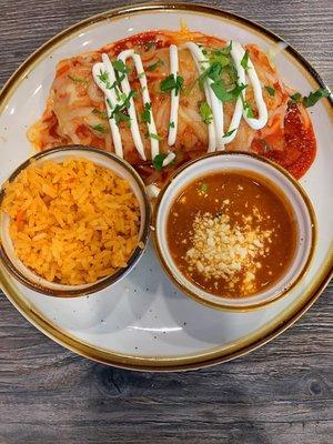 Beef Dahlia Burrito - served with rice & beans. Delicious flavors.