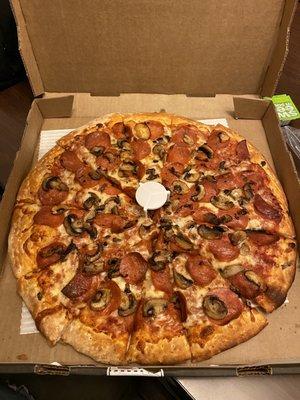 Pepperoni and Mushroom Pizza