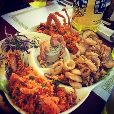 Jalea, Arroz de marisco, and ceviche. It was all delicious!