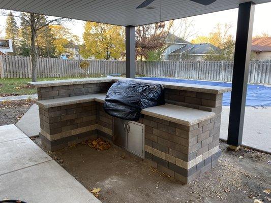 Interior of our L shaped bar (cement still needs to get done)