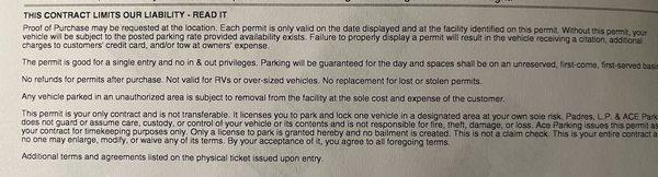 You get this When you prepay for parking. These are the liability guidelines.