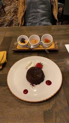 Creme brûlée trio & Chocolate Lava Cake