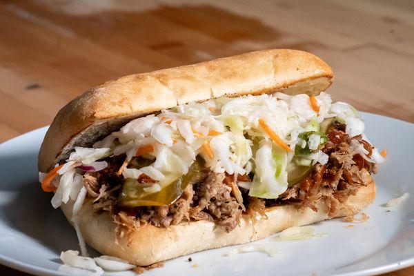 Bourbon pulled pork sandwich