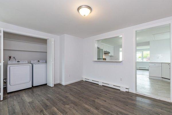 Family room with private washer and dryer