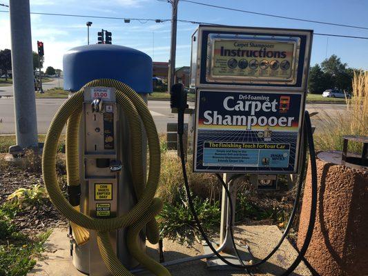 5 vacuum stations for customer ease. Also a carpet shampooer with spot remover to hard to clean stains.