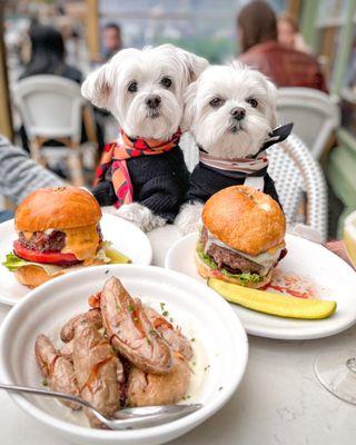 Dante burger and baked potato side