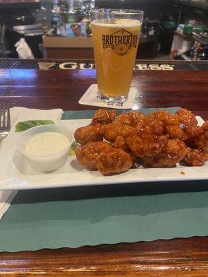 Thai chili boneless wings and a Blue Moon