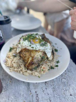 Half chicken and rice ($25)