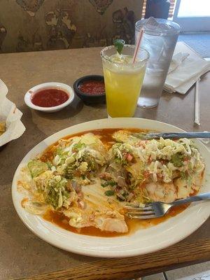 I meant to take a picture before eating!!! But this is the smothered veggie burrito.