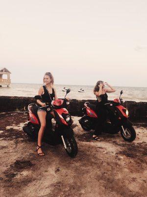 Me and my sister enjoying our moped rentals!