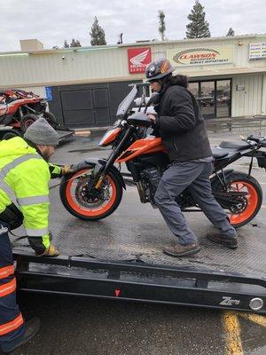 Unloading my motorcycle