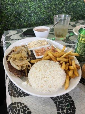 Picanha with Onions, French fries/ or Yuca fries