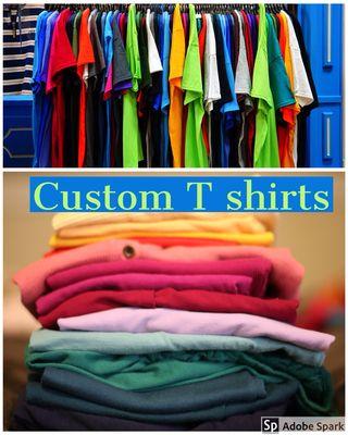 Custom designs in screen printing, digital printing and embroidery.