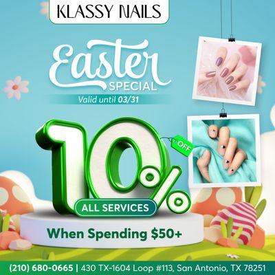 EASTER SPECIAL
10% OFF All Services When Spending $50+
Valid Until 03/31