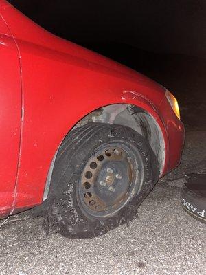 The tire I blew out on the grapevine heading to LA.