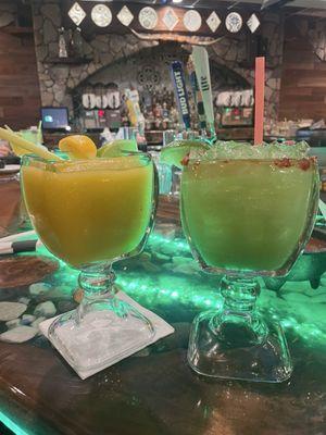 Frozen mango & spicy cucumber margaritas