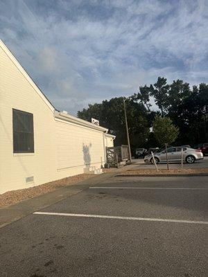 Restaurant behind storefront