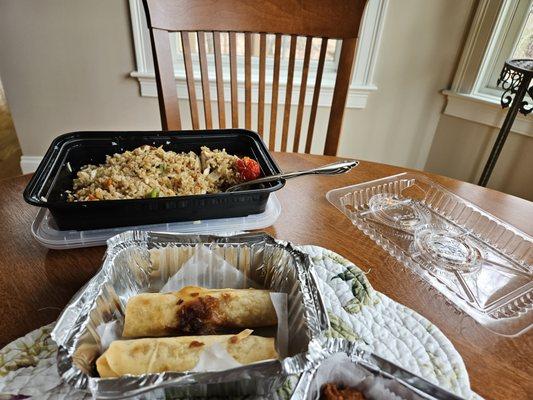 Fried Rice and Spring Rolls