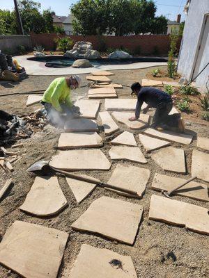 Laying stone path