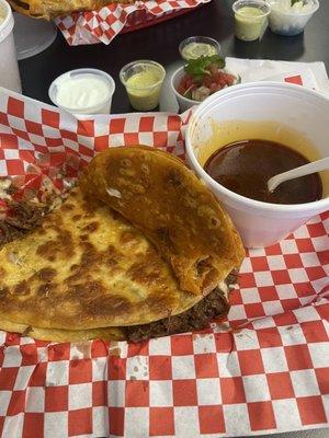 Split tacos and quesadillas... shared with Hubby