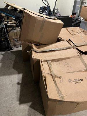 boxes crushed from stacking