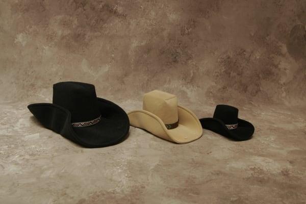 Dog cowboy hats in all sizes.