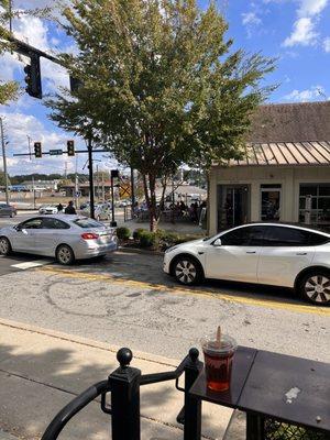 Outdoor view of Pure patio from across the street