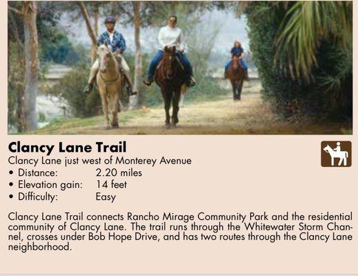 Linked to Clancy Lane Trail, Rancho Mirage, Ca