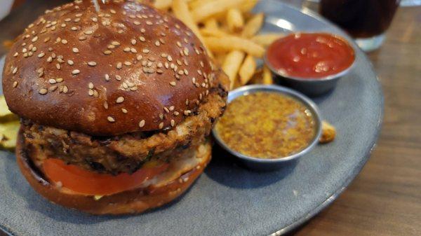 Veggie Burger with fries