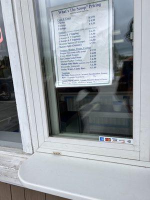 Prices as of July 2023 Outside service window