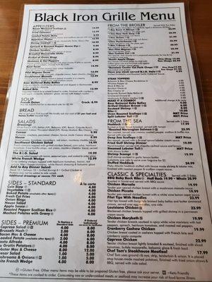 Menu, front page