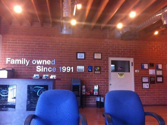 Family Owned Since 1991 - Inside the waiting room/office