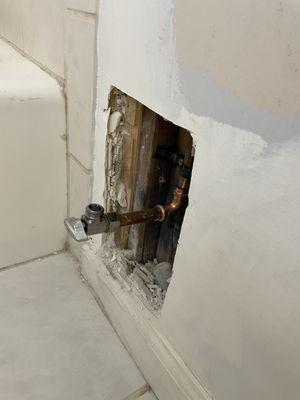 Replacing an angle stop in bathroom.