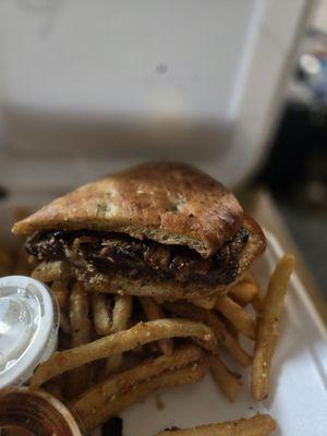 Rib eye steak sandwich from Smokin Joe's in Redding