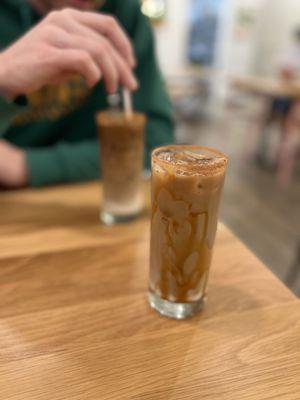 Spiked cold brew with rumchata, caramel drizzle, & a cinnamon sugar rim