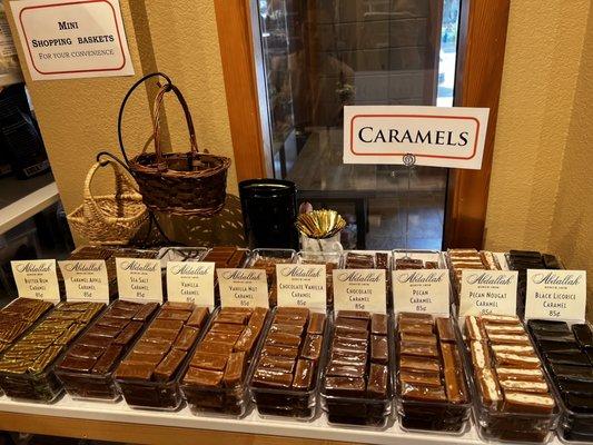 Chocolate store with a huge selection of caramels.