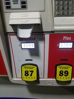 Cash price regular unleaded $3.499