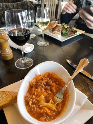 Tagliatelle bolognese ...soupy, mushy, gummy...avoid the pasta